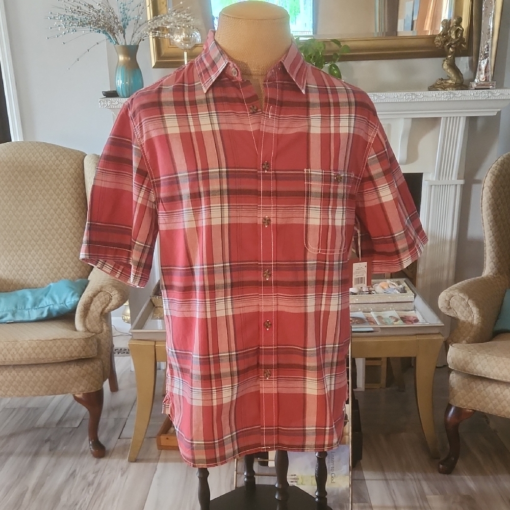Mossimo Supply Co. Red Plaid Casual Shirt Size L